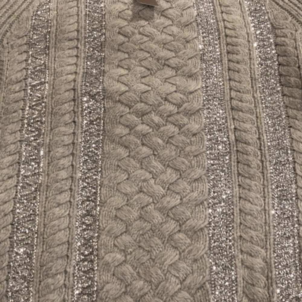 J. Crew cable gray sequin Heather sweater size M L - Picture 3 of 4